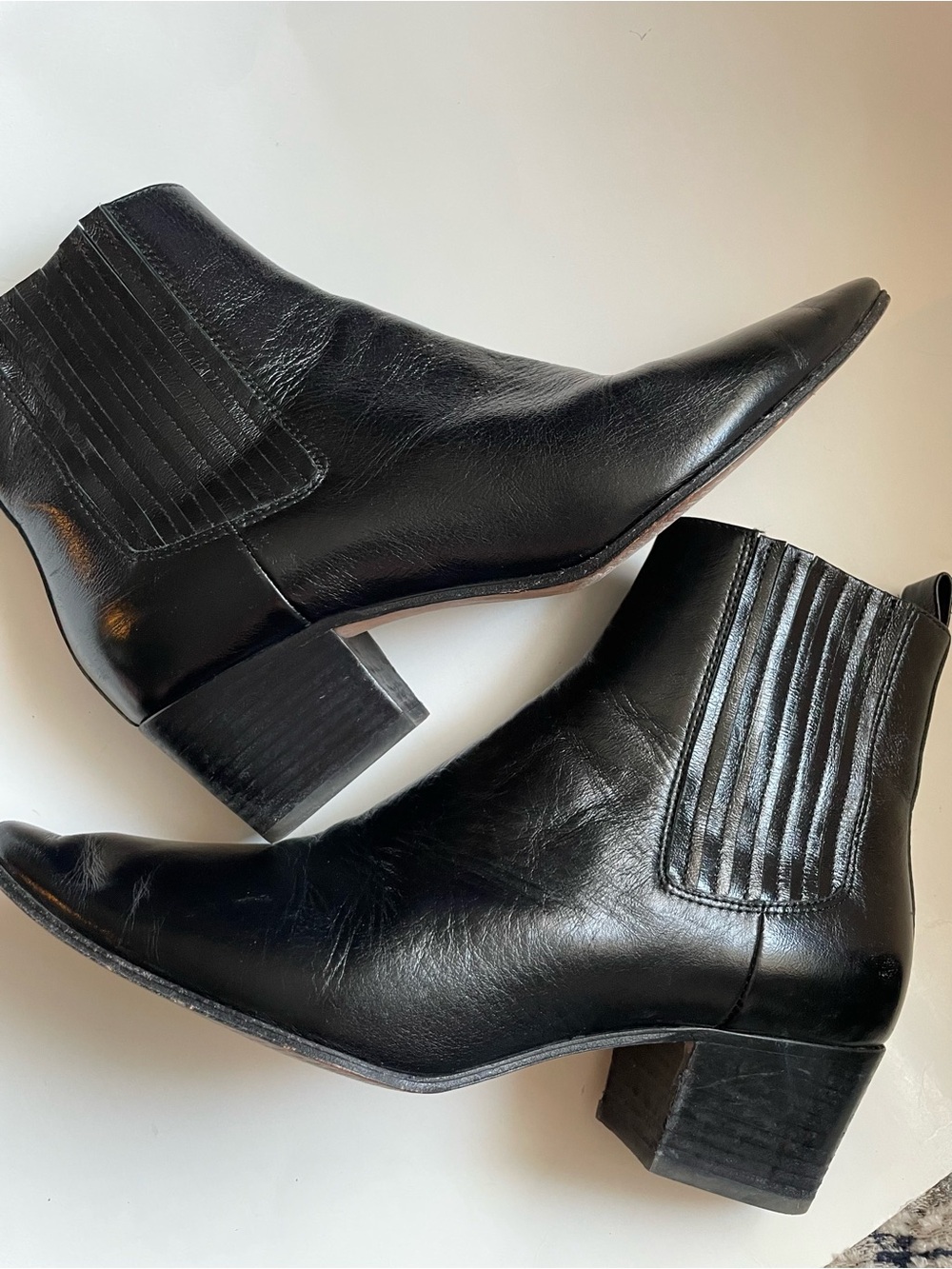 Paige Classic Black Leather Ankle Boots
